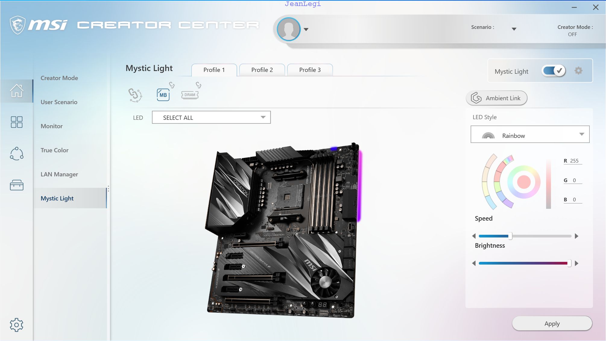 MSI_X570_Creation\Creation_Software\12.Creation_Center_Mystic_Light.jpg